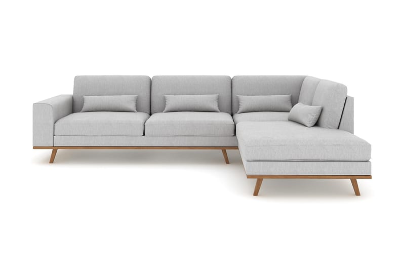 Copenhagen 4-seters Høyrevendt L-formet Sjeselongsofa i Stoff - Grå - Møbler - Sofaer - Sofaer med sjeselong - 4 seters sofa med divan