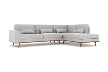 Copenhagen 4-seters Høyrevendt L-formet Sjeselongsofa i Stoff - Grå - Møbler - Sofaer - Sofaer med sjeselong - 4 seters sofa med divan