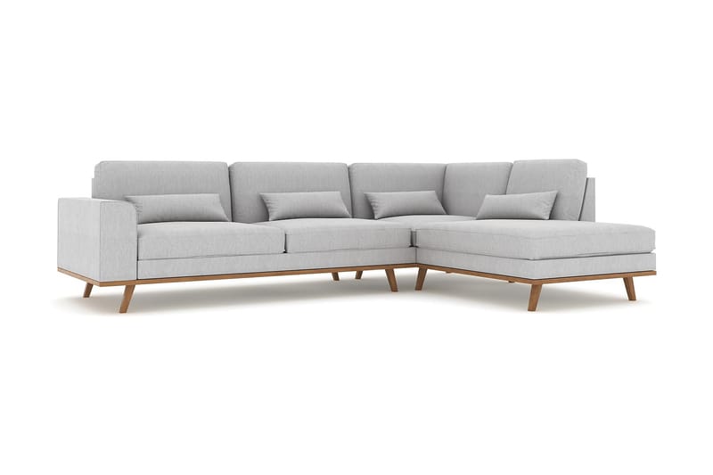 Copenhagen 4-seters Høyrevendt L-formet Sjeselongsofa i Stoff - Grå - Møbler - Sofaer - Sofaer med sjeselong - 4 seters sofa med divan