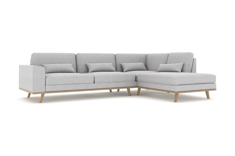 Copenhagen 4-seters Høyrevendt L-formet Sjeselongsofa i Stoff - Grå - Møbler - Sofaer - Sofaer med sjeselong - 4 seters sofa med divan