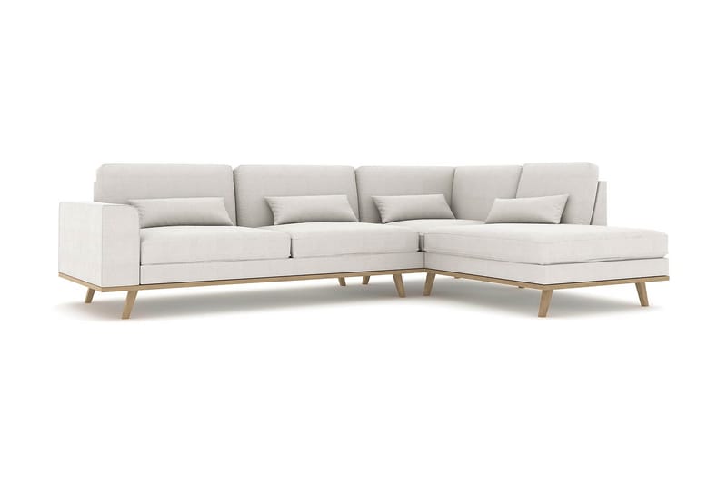 Copenhagen 4-seters Høyrevendt L-formet Sjeselongsofa i Stoff - Lys grå - Møbler - Sofaer - Sofaer med sjeselong - 4 seters sofa med divan