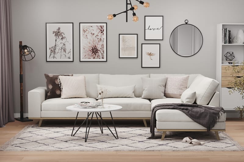 Copenhagen 4-seters Høyrevendt L-formet Sjeselongsofa i Stoff - Lys grå - Møbler - Sofaer - Sofaer med sjeselong - 4 seters sofa med divan