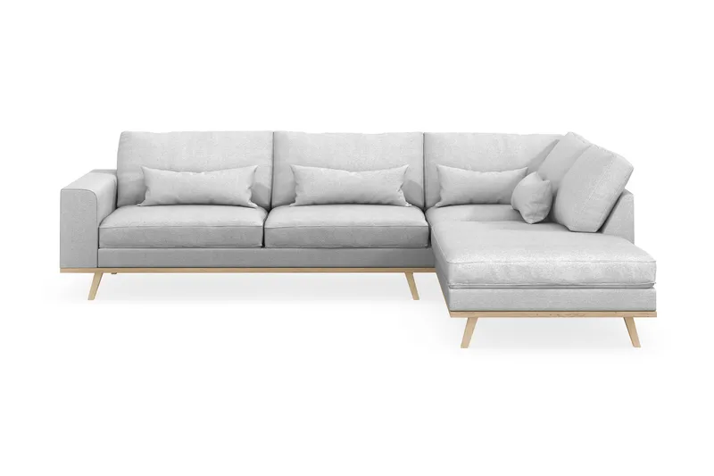 Copenhagen 4-seters Høyrevendt L-formet Sjeselongsofa i Stoff - Lys grå - Møbler - Sofaer - Sofaer med sjeselong - 4 seters sofa med divan