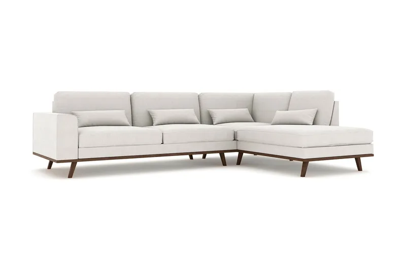 Copenhagen 4-seters Høyrevendt L-formet Sjeselongsofa i Stoff - Lys grå - Møbler - Sofaer - Sofaer med sjeselong - 4 seters sofa med divan