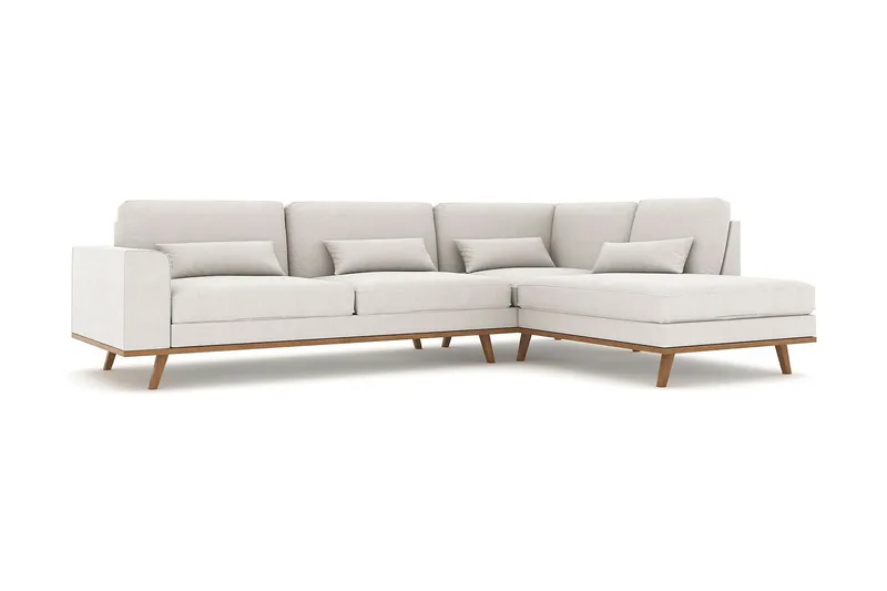 Copenhagen 4-seters Høyrevendt L-formet Sjeselongsofa i Stoff - Lys grå - Møbler - Sofaer - Sofaer med sjeselong - 4 seters sofa med divan
