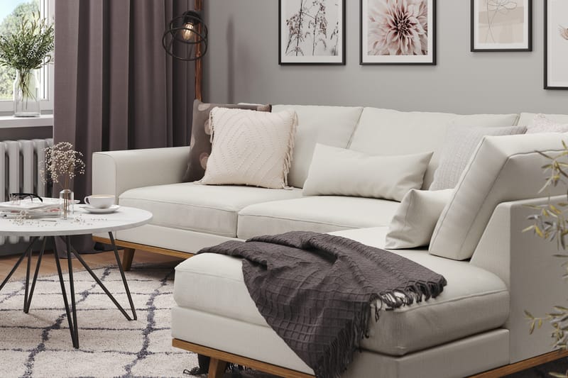 Copenhagen 4-seters Høyrevendt L-formet Sjeselongsofa i Stoff - Lys grå - Møbler - Sofaer - Sofaer med sjeselong - 4 seters sofa med divan