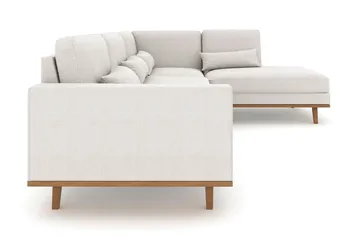 Copenhagen 4-seters Høyrevendt L-formet Sjeselongsofa i Stoff - Lys grå - Møbler - Sofaer - Sofaer med sjeselong - 4 seters sofa med divan