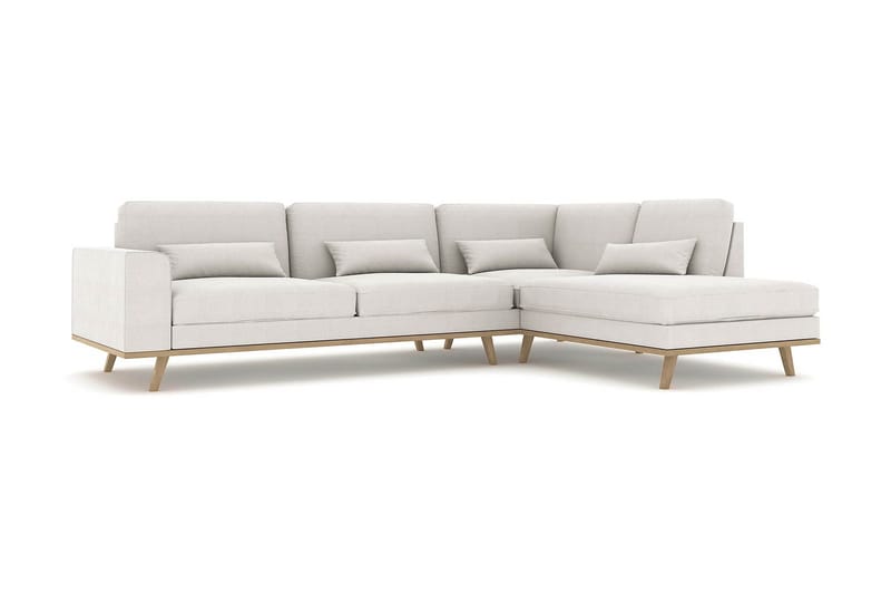Copenhagen 4-seters Høyrevendt L-formet Sjeselongsofa i Stoff - Lys grå - Møbler - Sofaer - Sofaer med sjeselong - 4 seters sofa med divan