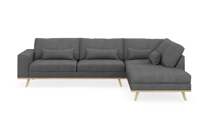 Copenhagen 4-seters Høyrevendt L-formet Sjeselongsofa i Stoff - Mørk grå - Møbler - Sofaer - Sofaer med sjeselong - 4 seters sofa med divan