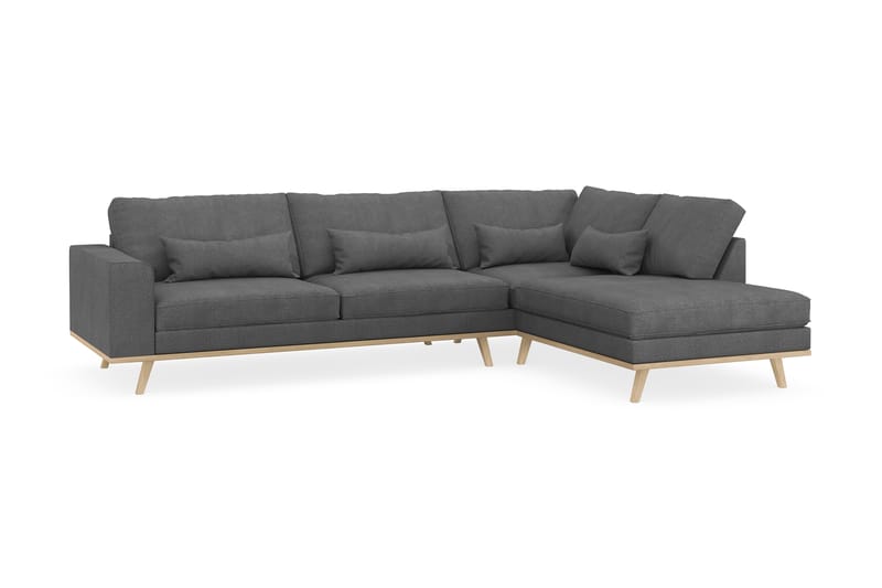 Copenhagen 4-seters Høyrevendt L-formet Sjeselongsofa i Stoff - Mørk grå - Møbler - Sofaer - Sofaer med sjeselong - 4 seters sofa med divan