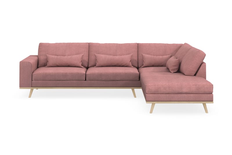 Copenhagen 4-seters Høyrevendt L-formet Sjeselongsofa i Stoff - Rosa - Møbler - Sofaer - Sofaer med sjeselong - 4 seters sofa med divan