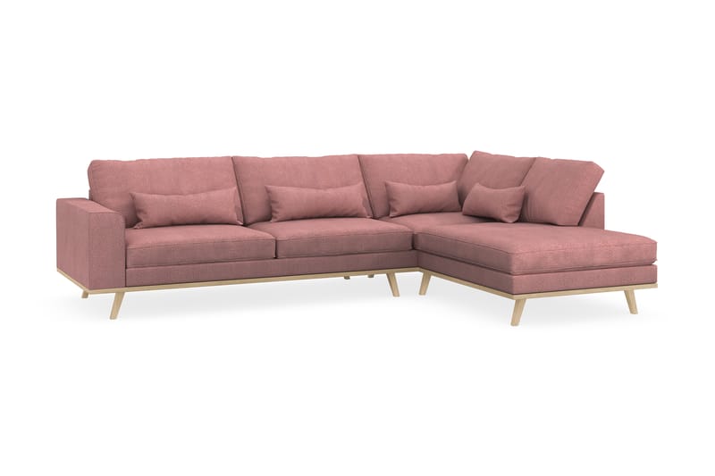 Copenhagen 4-seters Høyrevendt L-formet Sjeselongsofa i Stoff - Rosa - Møbler - Sofaer - Sofaer med sjeselong - 4 seters sofa med divan
