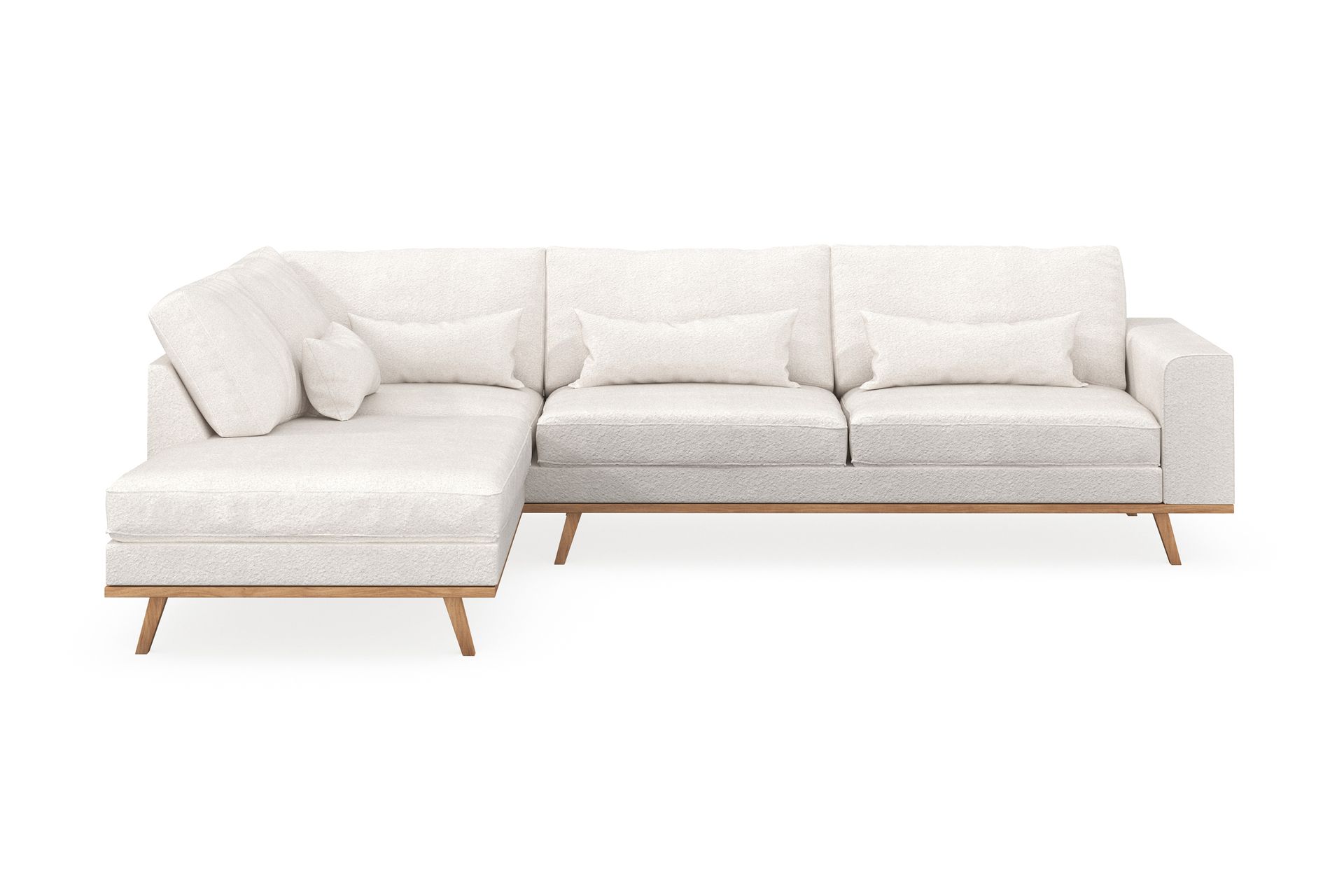 Copenhagen 4-seters Venstrevendt L-formet Sjeselongsofa i Bouclé - Hvit - Møbler - Sofaer - Sofaer med sjeselong - 4 seters sofa med divan