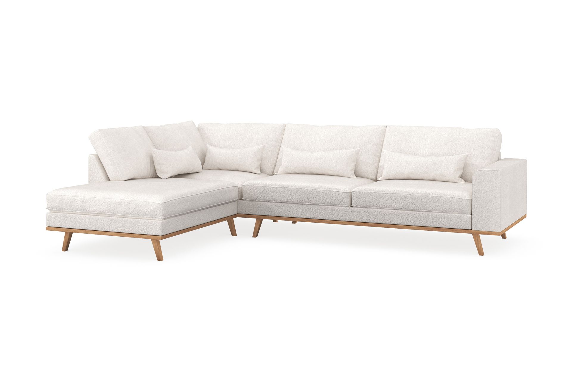 Copenhagen 4-seters Venstrevendt L-formet Sjeselongsofa i Bouclé - Hvit - Møbler - Sofaer - Sofaer med sjeselong - 4 seters sofa med divan