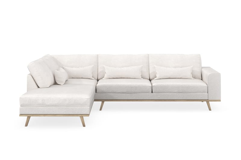 Copenhagen 4-seters Venstrevendt L-formet Sjeselongsofa i Bouclé - Hvit - Møbler - Sofaer - Sofaer med sjeselong - 4 seters sofa med divan