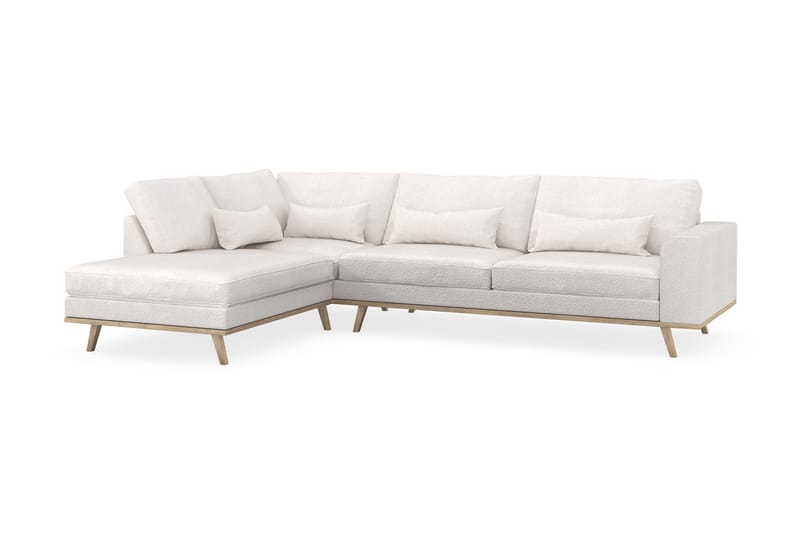 Copenhagen 4-seters Venstrevendt L-formet Sjeselongsofa i Bouclé - Hvit - Møbler - Sofaer - Sofaer med sjeselong - 4 seters sofa med divan