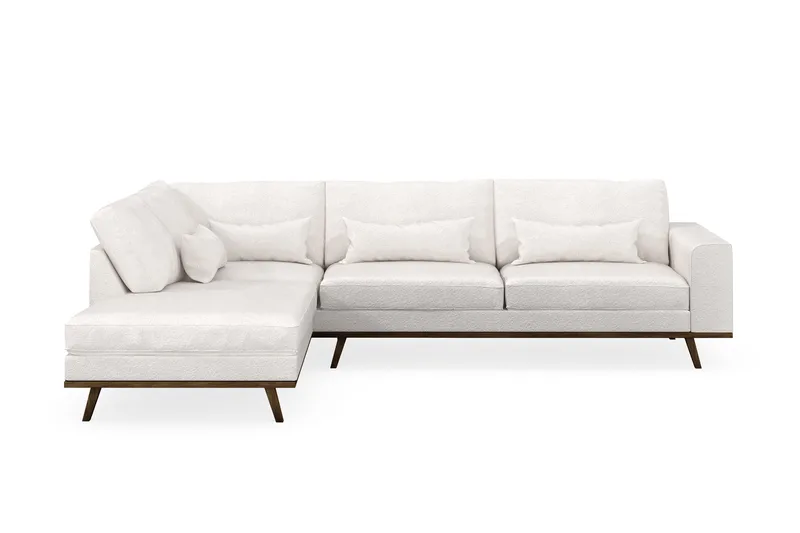 Copenhagen 4-seters Venstrevendt L-formet Sjeselongsofa i Bouclé - Hvit - Møbler - Sofaer - Sofaer med sjeselong - 4 seters sofa med divan