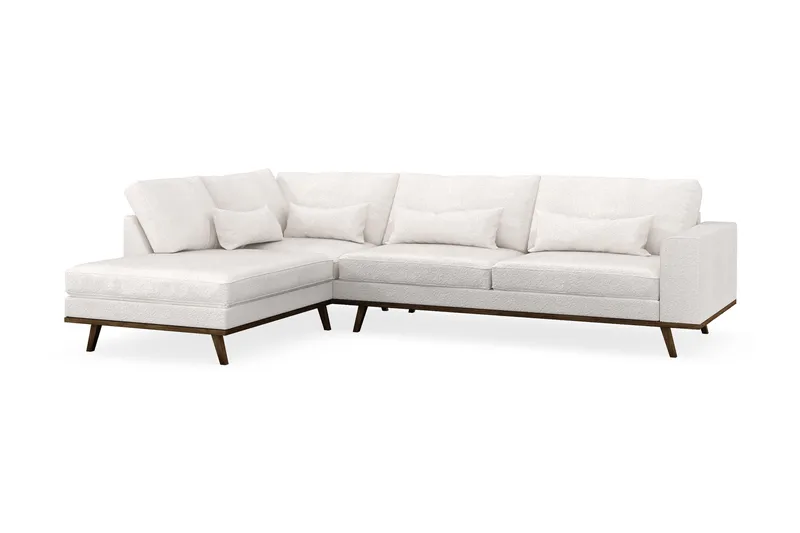 Copenhagen 4-seters Venstrevendt L-formet Sjeselongsofa i Bouclé - Hvit - Møbler - Sofaer - Sofaer med sjeselong - 4 seters sofa med divan