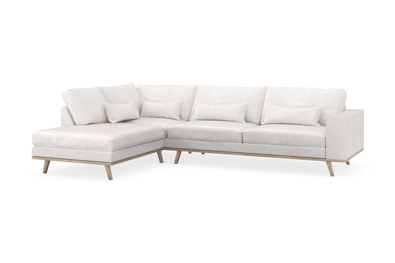 Copenhagen 4-seters Venstrevendt L-formet Sjeselongsofa i Bouclé - Hvit - Møbler - Sofaer - Sofaer med sjeselong - 4 seters sofa med divan