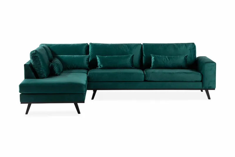 Copenhagen 4-seters Venstrevendt L-formet Sjeselongsofa i Fløyel - Grønn - Møbler - Sofaer - Sofaer med sjeselong - 4 seters sofa med divan