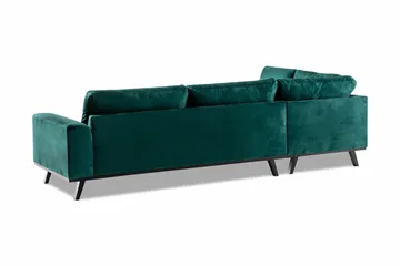 Copenhagen 4-seters Venstrevendt L-formet Sjeselongsofa i Fløyel - Grønn - Møbler - Sofaer - Sofaer med sjeselong - 4 seters sofa med divan
