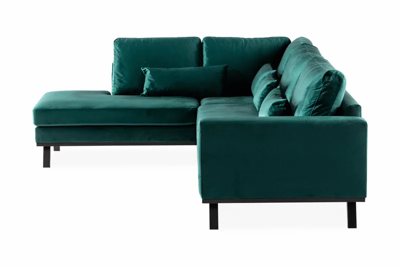 Copenhagen 4-seters Venstrevendt L-formet Sjeselongsofa i Fløyel - Grønn - Møbler - Sofaer - Sofaer med sjeselong - 4 seters sofa med divan