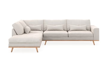 Copenhagen 4-seters Venstrevendt L-formet Sjeselongsofa i Fløyel - Kremhvit - Møbler - Sofaer - Sofaer med sjeselong - 4 seters sofa med divan
