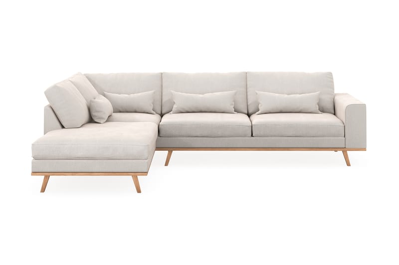 Copenhagen 4-seters Venstrevendt L-formet Sjeselongsofa i Fløyel - Kremhvit - Møbler - Sofaer - Sofaer med sjeselong - 4 seters sofa med divan