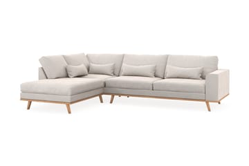 Copenhagen 4-seters Venstrevendt L-formet Sjeselongsofa i Fløyel - Kremhvit - Møbler - Sofaer - Sofaer med sjeselong - 4 seters sofa med divan