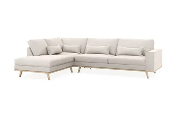 Copenhagen 4-seters Venstrevendt L-formet Sjeselongsofa i Fløyel - Kremhvit - Møbler - Sofaer - Sofaer med sjeselong - 4 seters sofa med divan