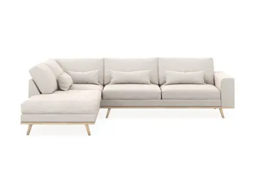Copenhagen 4-seters Venstrevendt L-formet Sjeselongsofa i Fløyel - Kremhvit - Møbler - Sofaer - Sofaer med sjeselong - 4 seters sofa med divan