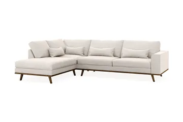Copenhagen 4-seters Venstrevendt L-formet Sjeselongsofa i Fløyel - Kremhvit - Møbler - Sofaer - Sofaer med sjeselong - 4 seters sofa med divan