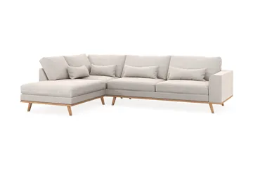 Copenhagen 4-seters Venstrevendt L-formet Sjeselongsofa i Fløyel - Kremhvit - Møbler - Sofaer - Sofaer med sjeselong - 4 seters sofa med divan