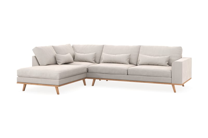 Copenhagen 4-seters Venstrevendt L-formet Sjeselongsofa i Fløyel - Kremhvit - Møbler - Sofaer - Sofaer med sjeselong - 4 seters sofa med divan