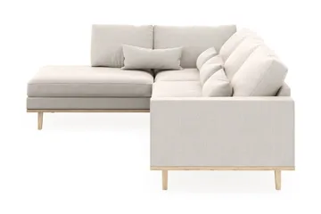 Copenhagen 4-seters Venstrevendt L-formet Sjeselongsofa i Fløyel - Kremhvit - Møbler - Sofaer - Sofaer med sjeselong - 4 seters sofa med divan