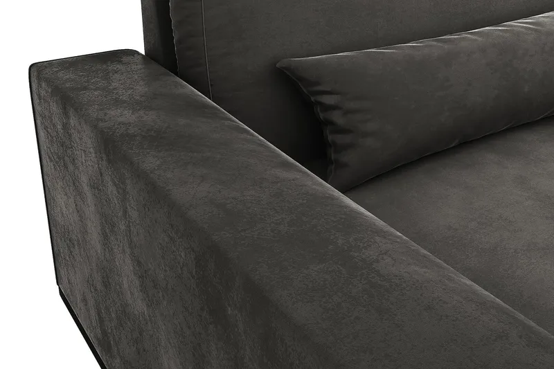 Copenhagen 4-seters Venstrevendt L-formet Sjeselongsofa i Fløyel - Mørk grå - Møbler - Sofaer - Sofaer med sjeselong - 4 seters sofa med divan