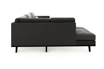 Copenhagen 4-seters Venstrevendt L-formet Sjeselongsofa i Fløyel - Mørk grå - Møbler - Sofaer - Sofaer med sjeselong - 4 seters sofa med divan
