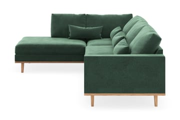 Copenhagen 4-seters Venstrevendt L-formet Sjeselongsofa i Fløyel - Mørk grønn - Møbler - Sofaer - Sofaer med sjeselong - 4 seters sofa med divan