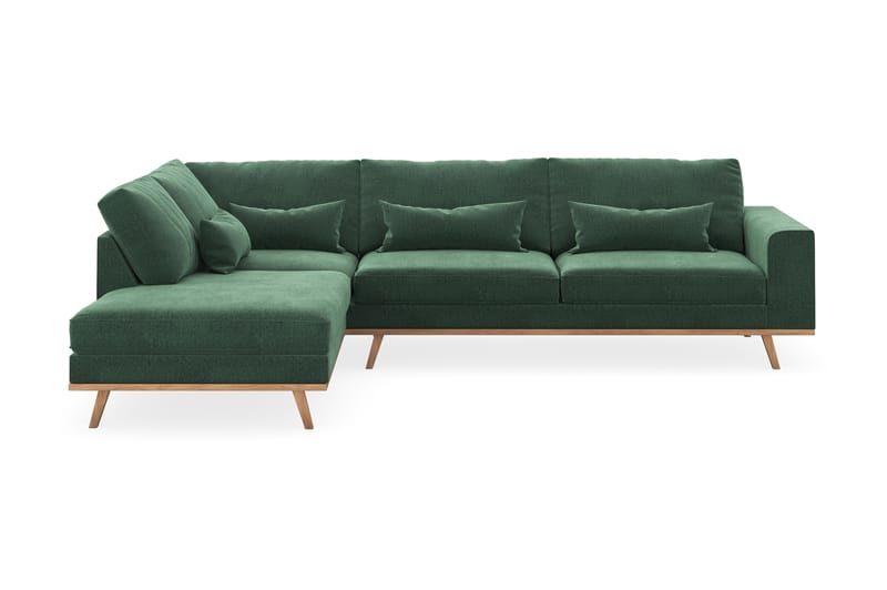 Copenhagen 4-seters Venstrevendt L-formet Sjeselongsofa i Fløyel - Mørk grønn - Møbler - Sofaer - Sofaer med sjeselong - 4 seters sofa med divan