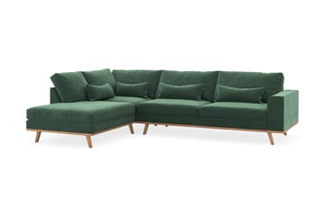 Copenhagen 4-seters Venstrevendt L-formet Sjeselongsofa i Fløyel - Mørk grønn - Møbler - Sofaer - Sofaer med sjeselong - 4 seters sofa med divan