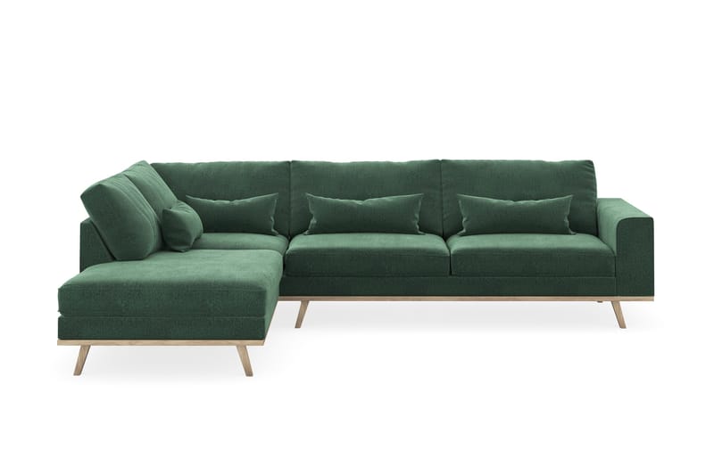 Copenhagen 4-seters Venstrevendt L-formet Sjeselongsofa i Fløyel - Mørk grønn - Møbler - Sofaer - Sofaer med sjeselong - 4 seters sofa med divan