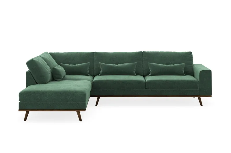Copenhagen 4-seters Venstrevendt L-formet Sjeselongsofa i Fløyel - Mørk grønn - Møbler - Sofaer - Sofaer med sjeselong - 4 seters sofa med divan