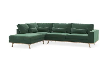Copenhagen 4-seters Venstrevendt L-formet Sjeselongsofa i Fløyel - Mørk grønn - Møbler - Sofaer - Sofaer med sjeselong - 4 seters sofa med divan