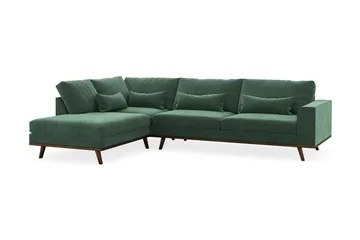 Copenhagen 4-seters Venstrevendt L-formet Sjeselongsofa i Fløyel - Mørk grønn - Møbler - Sofaer - Sofaer med sjeselong - 4 seters sofa med divan
