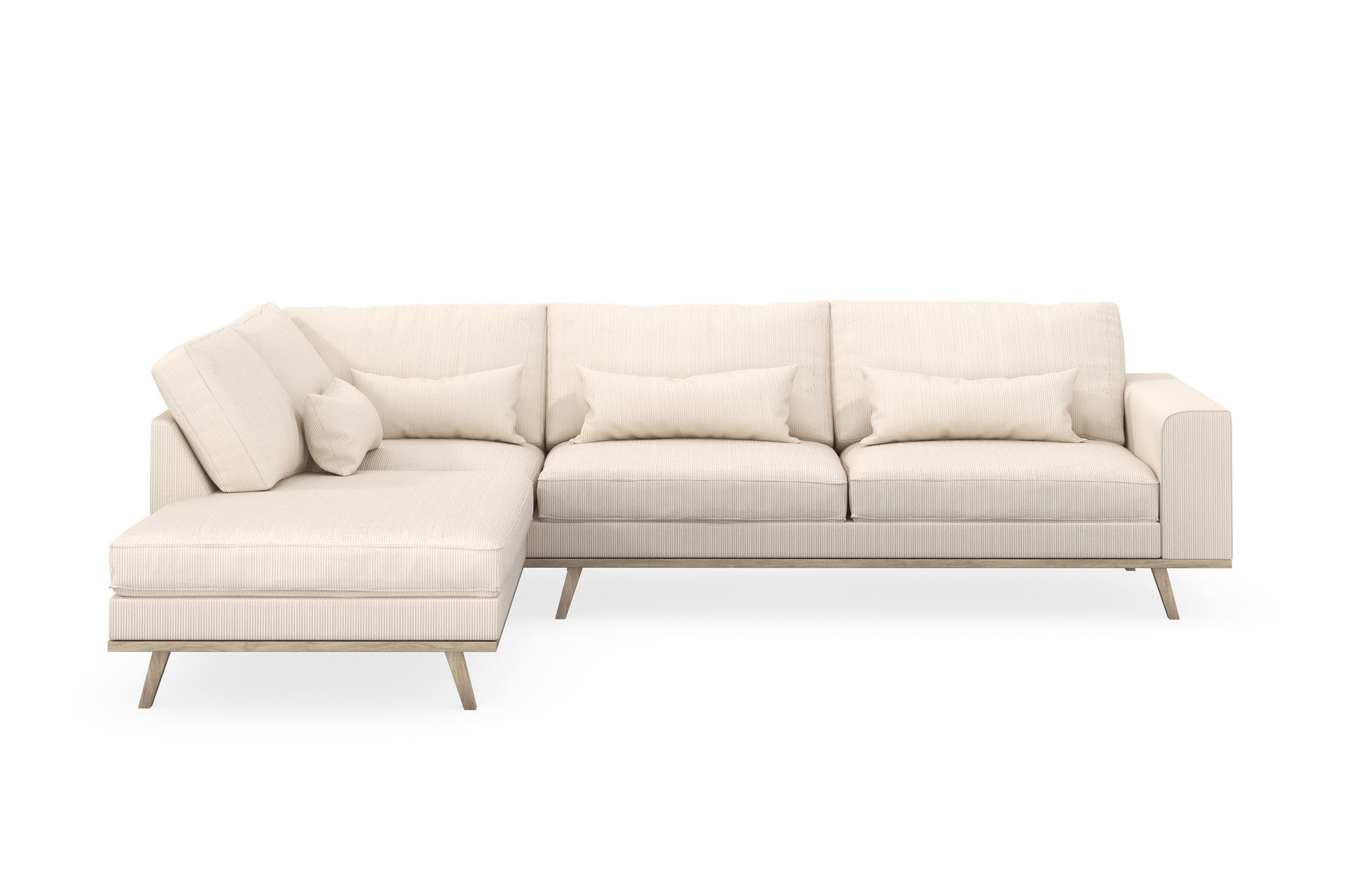 Copenhagen 4-seters Venstrevendt L-formet Sjeselongsofa i Manchester - Beige - Møbler - Sofaer - Sofaer med sjeselong - 4 seters sofa med divan