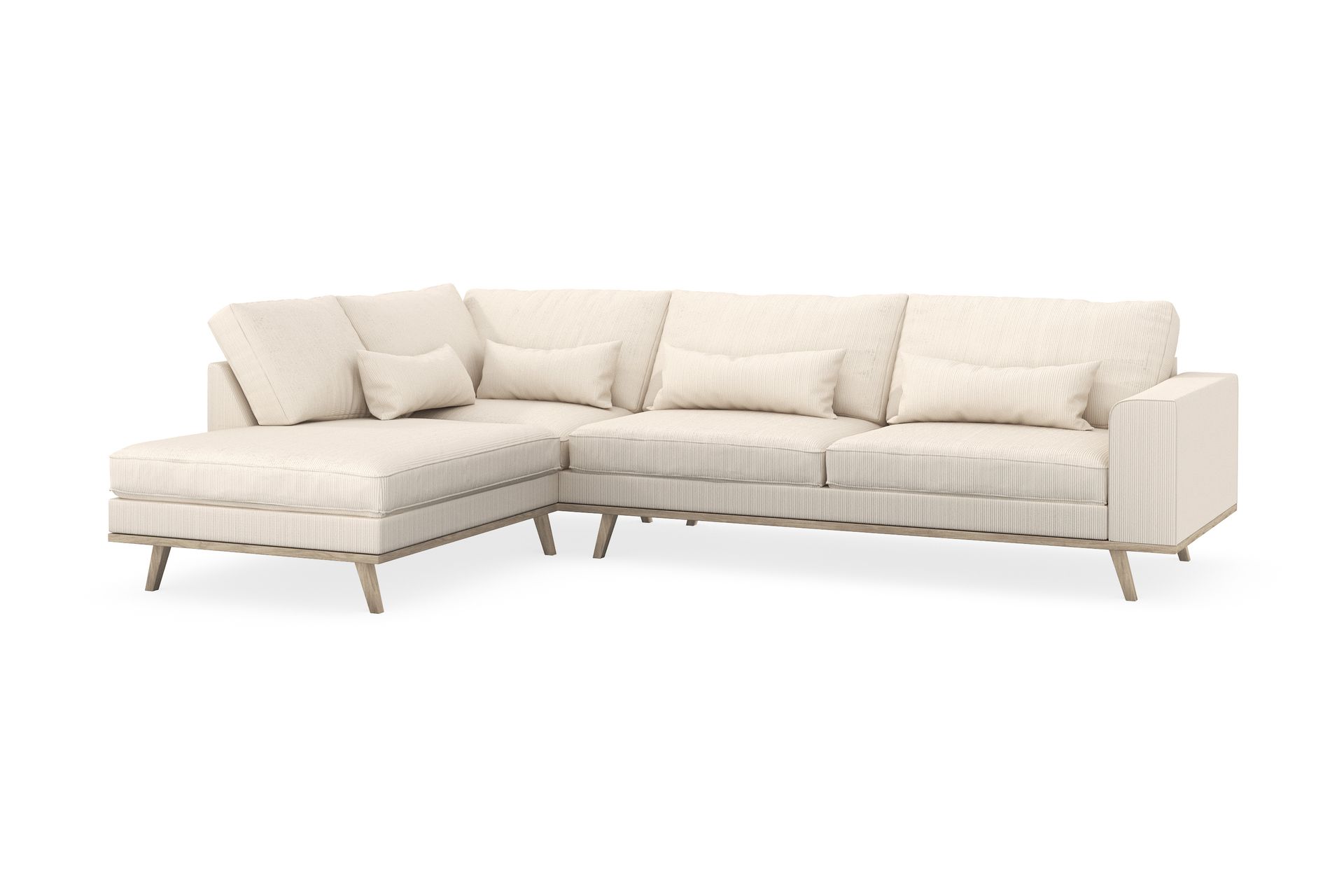 Copenhagen 4-seters Venstrevendt L-formet Sjeselongsofa i Manchester - Beige - Møbler - Sofaer - Sofaer med sjeselong - 4 seters sofa med divan