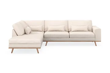 Copenhagen 4-seters Venstrevendt L-formet Sjeselongsofa i Manchester - Beige - Møbler - Sofaer - Sofaer med sjeselong - 4 seters sofa med divan