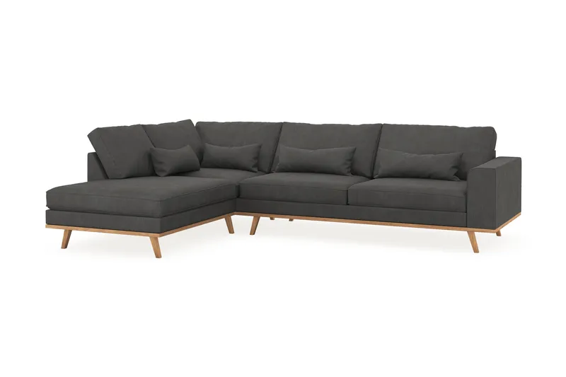 Copenhagen 4-seters Venstrevendt L-formet Sjeselongsofa i Manchester - Mørk grå - Møbler - Sofaer - Sofaer med sjeselong - 4 seters sofa med divan
