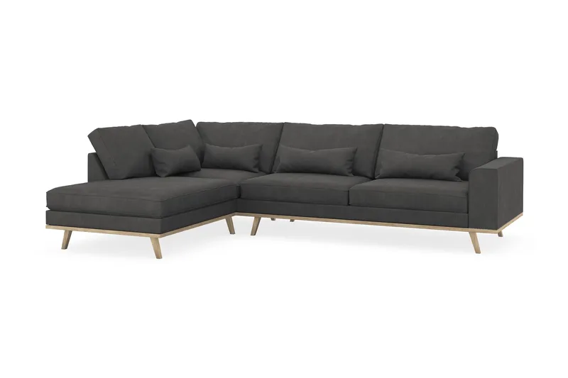 Copenhagen 4-seters Venstrevendt L-formet Sjeselongsofa i Manchester - Mørk grå - Møbler - Sofaer - Sofaer med sjeselong - 4 seters sofa med divan