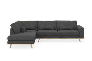 Copenhagen 4-seters Venstrevendt L-formet Sjeselongsofa i Manchester - Mørk grå - Møbler - Sofaer - Sofaer med sjeselong - 4 seters sofa med divan